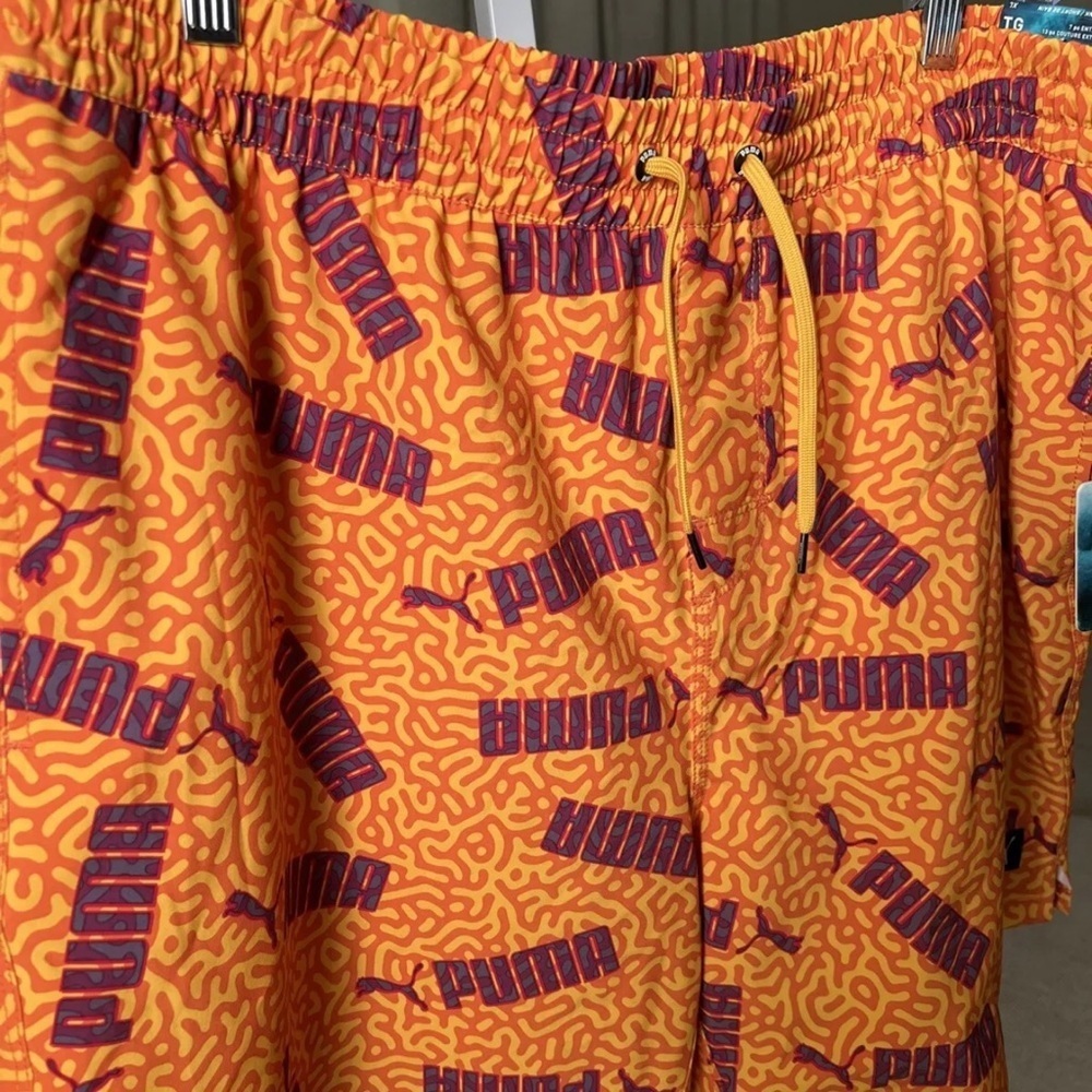 Puma No Fade Swim Trunk 7in Inseam Size XL Orange W/Logo Accent NEW $55 - Picture 4 of 11